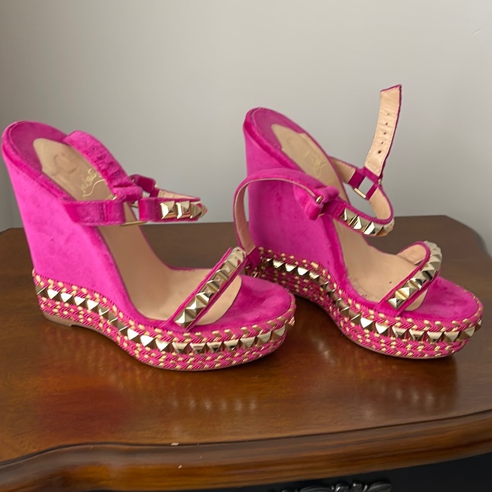 Christian louboutin studded wedge